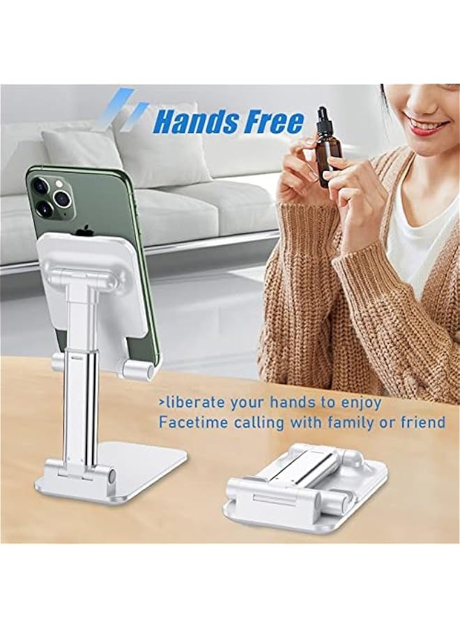 حامل هاتف محمول قابل للطي بالكامل مع وسادة سيليكون للمكتب وزاوية ارتفاع قابلة للتعديل، يتوافق مع جميع الهواتف المحمولة، اللون الأبيض، MT-6 - Image 5